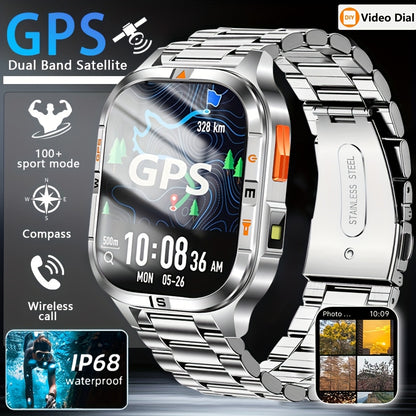 COIUSOR New 2.01-inch GPS Smart Watch, wireless call sync SMS alerts, GPS Positioning, Compass, Altitude, Air Pressure, 3D Dly Video Watch Face, 100+ sports modes Smartwatch for Fitness Tracking, for iPhone and Android mobile