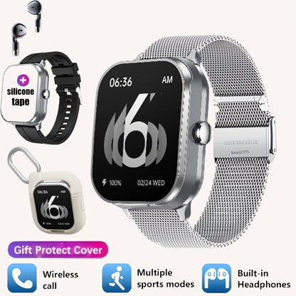NEW Smart Watch 2025, Smartwatch with Earbuds, Earphones and Watches 2-in-1, Message Reminder, Wireless Calling, Indoor and Outdoor Sports Tracker, Alarm Clock, Stopwatch, Calculator, Voice Assistant, Smart Watches for Androi