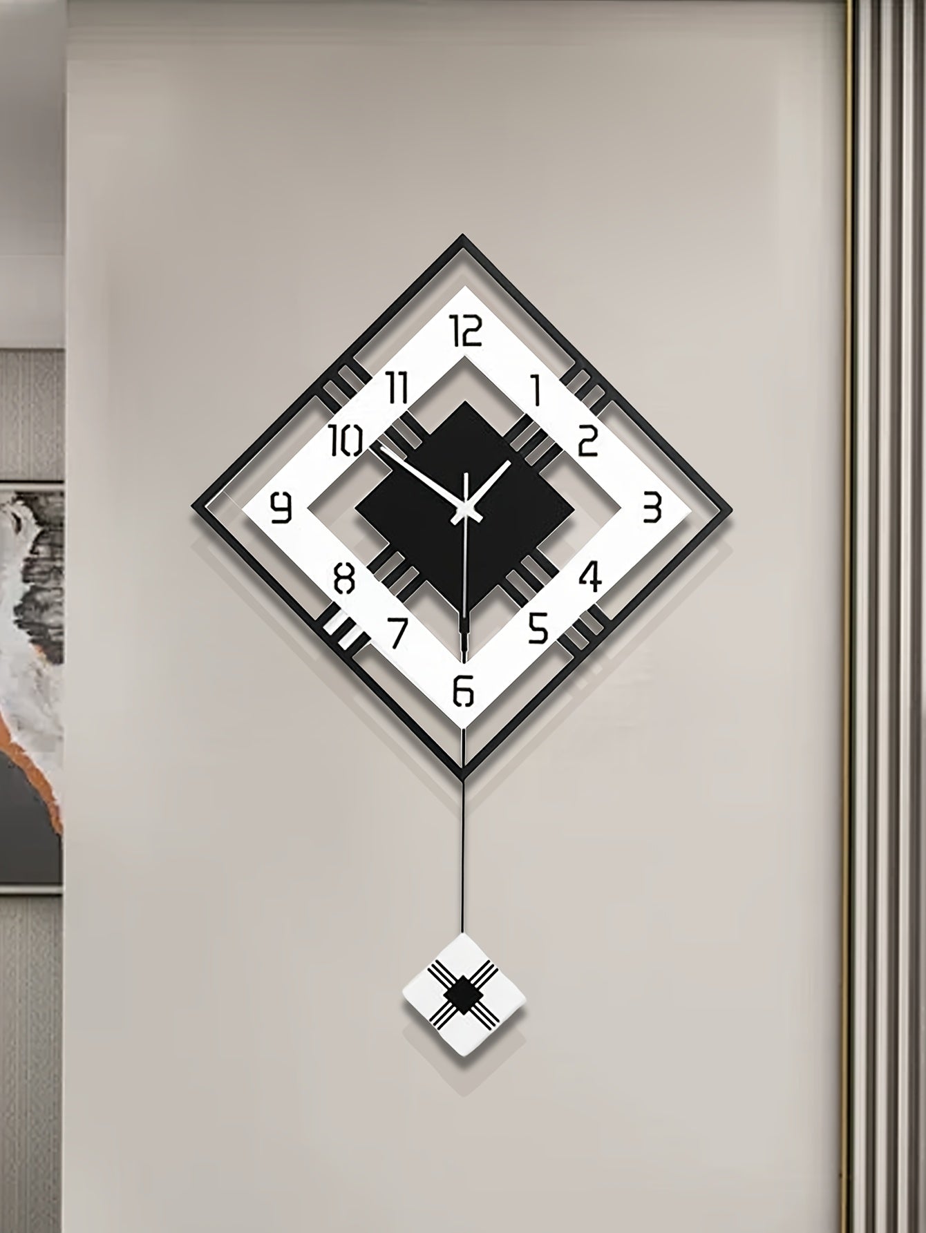 [Silent Wall Clock] Silent Modern Black Acrylic Wall Clock | Digital Display, Fantasy-Themed Design, No-Drill Installation for Living Room, Bedroom, or Dining Room Decor