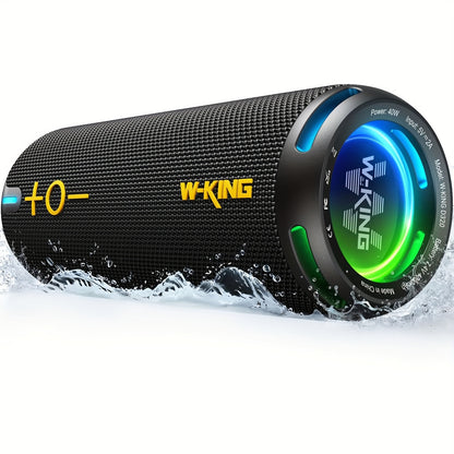 Ortizan Wireless Speakers, 40W Loud Sound, Wireless Stereo, IPX7 High Quality, Extra Bass, LED Light, BT5.3, Portable Compact Speaker for Shower, Outdoor, Beach, Home, Party. Gifts for Men And Women., Outdoor Speaker, Shower