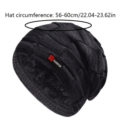 Men's Black Cable-Knit Winter Hat with Ear Flaps & Red Label-Like Patch - Soft Warm Beanie for Cold Weather, Durable Textile Material, Versatile for Sports & Everyday Use - Ideal Gift for Men (Hand Wash/Dry Clean)