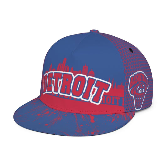 Unisex Basketball Flat Brim Baseball Cap - Adjustable Cap with Snap Closure, Detroit Graffiti Cool Print Creative Design - Game Day Cap - Fan Apparel - Breathable, Suitable for All Seasons - Ideal for Outdoor And Casual Wear