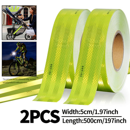 DOT-C2 Reflective Safety Tape for Vehicles - Waterproof, Self-Adhesive PET Material, Night Visibility Warning Decal for Cars, Bikes, Motorcycles, and Traffic Signs - Durable Weatherproof Marking Tape for Road Transport and Ha