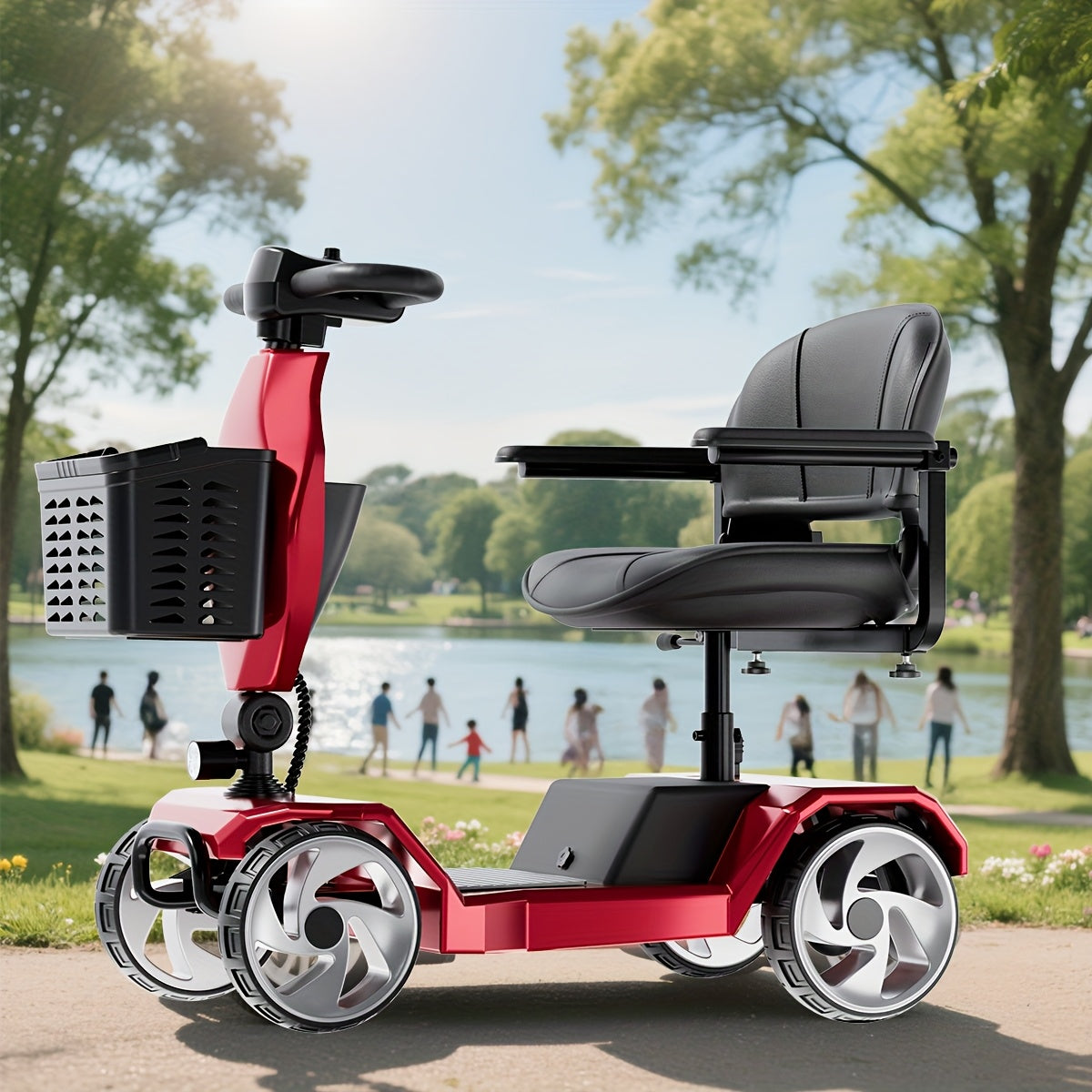 Foldable 4-wheel Electric Scooter, 300lbs Stable Load, 15-mile Durable Range, 250W Motors Climb Powerfully, Foldable To Save Space, Front Practical Basket, Smooth Shopping & Commuting, A Great Helper