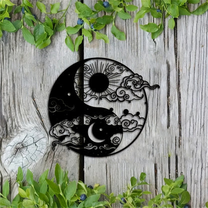 Decorative Signs & Plaques1 piece, Yin and Yang Metal Wall Art, 15.75 inches * 14.06 inches, Sun and Moon Home Decoration, Day and Night Metal Wall Art, Yogo Metal Wall Decoration, Avatar Metal Wall Art, Iron Painting Indoor
