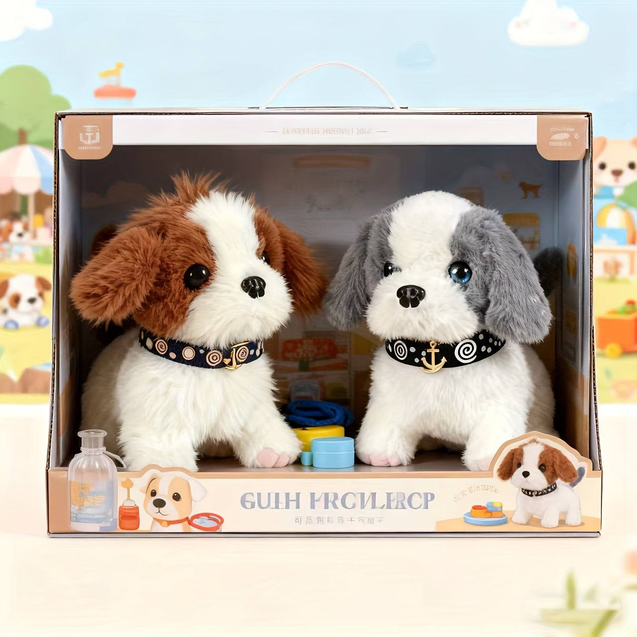 2pcs Interactive Puppy Robot, Pet Toy, Plush Toy with Walking and Tail Wagging, Simulation Toy, Cute Plush Dog for Kids, Adorable Pet Gift