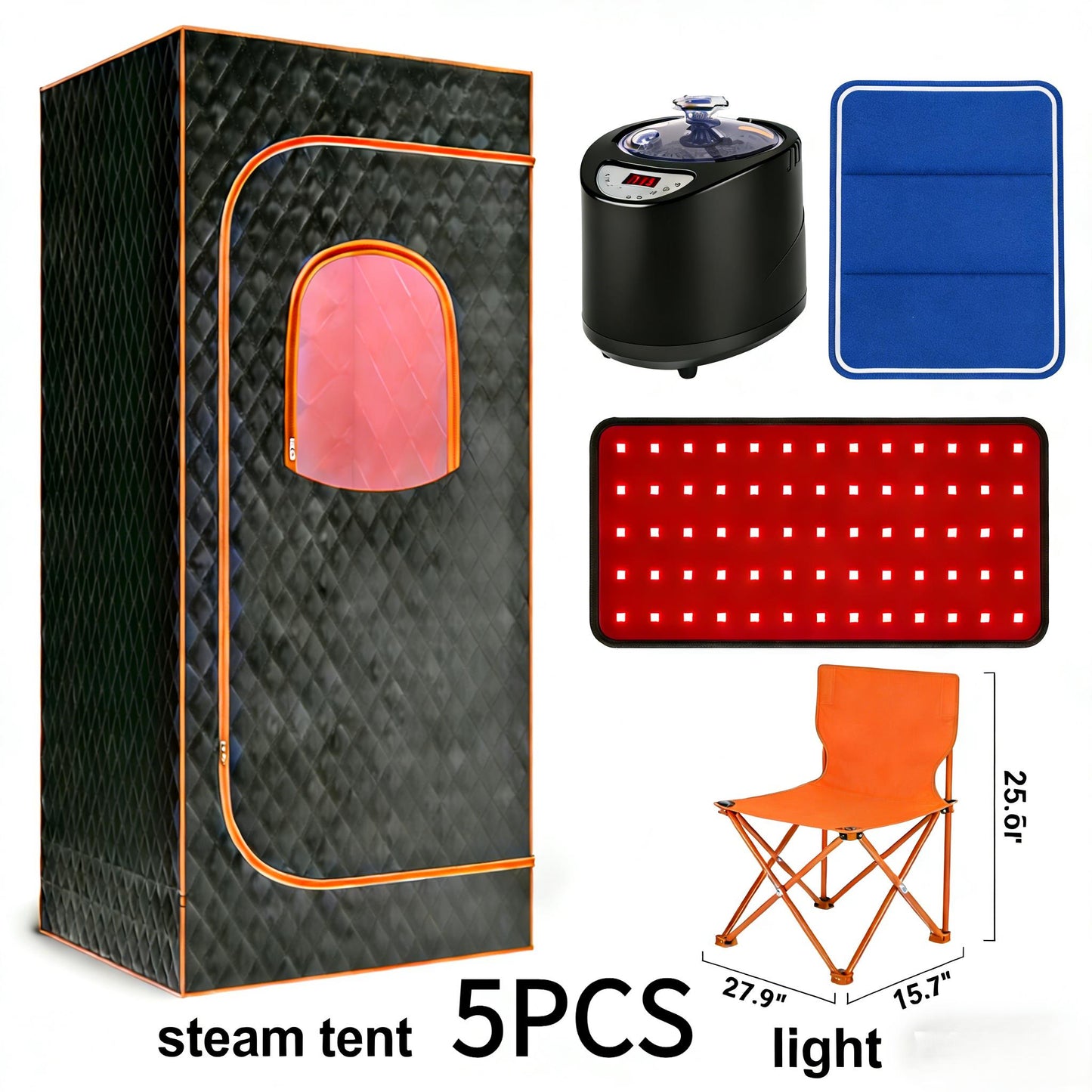 71" x 49" x 36" Portable Double Steam Sauna Tent | Full Body Spa with 2 Steamers, Electric, Foldable, High Temperature, Anti-drying and Leak-proof, Zipper Window, PVC Material, Suitable for Gym and Bathroom Use