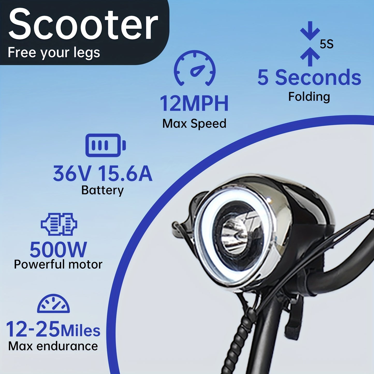 Folding Four-wheel Mobile Scooter for And Adults, Portable Electric Scooter with Basket, 3-speed Mode, 500W Dual Motors, 30 Mile Range, 11MPH, Lightweight And Compact Electric Scooter Foldable