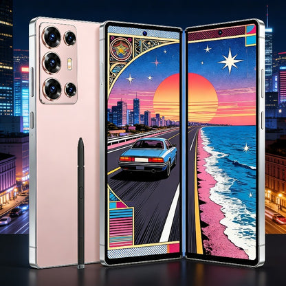 2026 New S25 Intelligent Android Phone | 6.8-inch/3.5-inch, 5G Unlocked Large Screen, Dual 13MP+48MP Camera, USB Type-C Charging, Dual SIM Slots, Includes Stylus, Headphones, Data Cable, Phone Case, Screen Protector | Ideal f