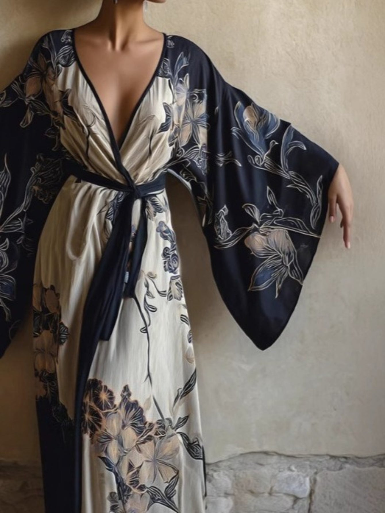 Sleeveless Printed Dress | European and American Spring/Summer New Slim Fit Long Skirt with Floral Pattern, Deep V Neck, Breathable Comfortable Casual Style, Ideal for Daily Vacation and Cross-Border .
