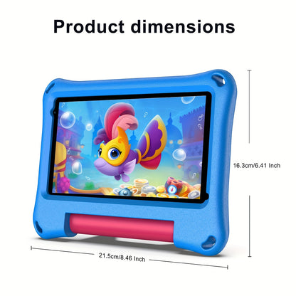 Portable 7-Inch Android 13 Kids Tablet with 32GB Storage And 4GB RAM (Expandable by 2GB), Featuring Wifi, Educational Content, Parental Controls, a Silicone Sleeve, a Quad-Core Processor, And an HD IPS Display, New for 2025,