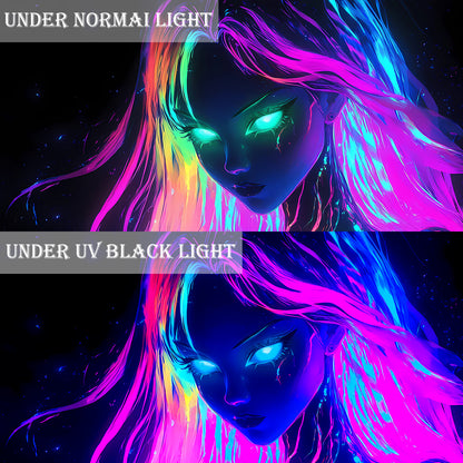 1pc Large UV Glow in the Dark Tapestry - Neon Glow under Light, Anime-Themed Fluorescent Wall Hanging for bedroom, Parties, Wrinkle-Resistant Fabric with Hand-Stitched Edges, UV Activated for home Decor (No installation)