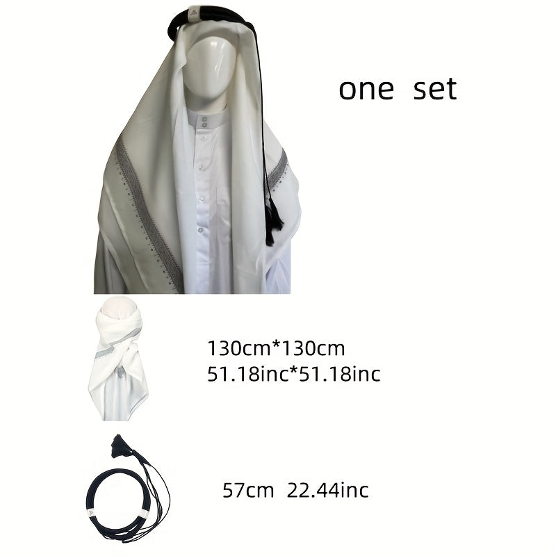 Elegant White Floral Print Headscarf - Unisex, Breathable, Perfect for Ramadan and Eid | Traditional yet Modern Design, Hand Wash Only