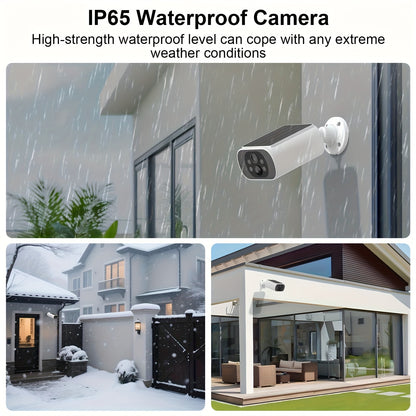 4MP Solar-Powered Wireless Outdoor Camera, 2.4GHz WiFi Security Surveillance with Solar Panel, 3 Night Vision Modes, Human Detection, High Quality, Two-Way Audio & Alexa Support