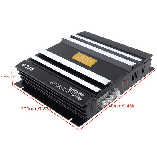 High Power Car Stereo Amplifiers - 3800W - Class AB Digital - 2 Channel - Aluminum Alloy - Black Audio Power Amplifier