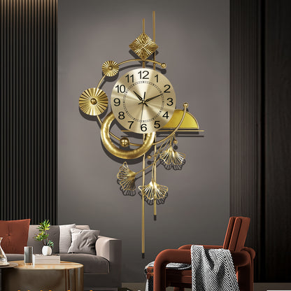 Modern Minimalist Wall Clock - Large Easy-to-Read Numbers, Golden-Tone Hands, Battery-Powered (AA Not Included) - for Living Room, Office, Bedroom - Scandinavian & Industrial Decor - Durable Iron Construction - 43.6x5x86cm (1