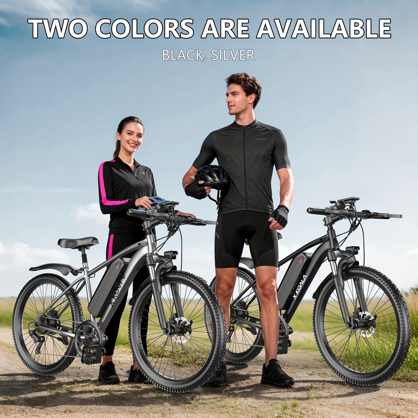 26 Inch Adult Electric 48V10Ah Removable Battery 740W Peak Motor 20 MPH All-Terrain Mountain E- with Front Suspension, Disc Brakes & LCD Display - Heavy-Duty Tire Conversion (Compatible with 110-240V) for Men &