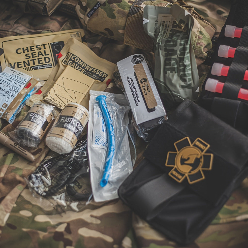 Campus Medical, RHINO RESCUE-001m Emergency Kit, IFAK Trauma Kit, Including Molle System, Medical Bag, Suitable for Cars, Travel, Hiking,, First Aid Kit, Emergency Preparedness, Portable Medical Bag, Lightweight Kit, Highqual