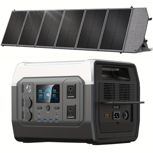 CTOLITY 1600W Portable Power Station, Equipped with a 200W Solar Panel, 1024Wh Lithium Iron Battery, 1-Hour Fast Charging, UPS Function, Suitable for Home Power Backup, Camping And Rvs, Portable Charger Power Bank Bank, Emerg