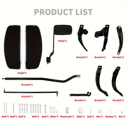 Complete Kit for Floorboards And Foot Pedals Compatible with for harley Dyna FXD Models from 2006 to 2017