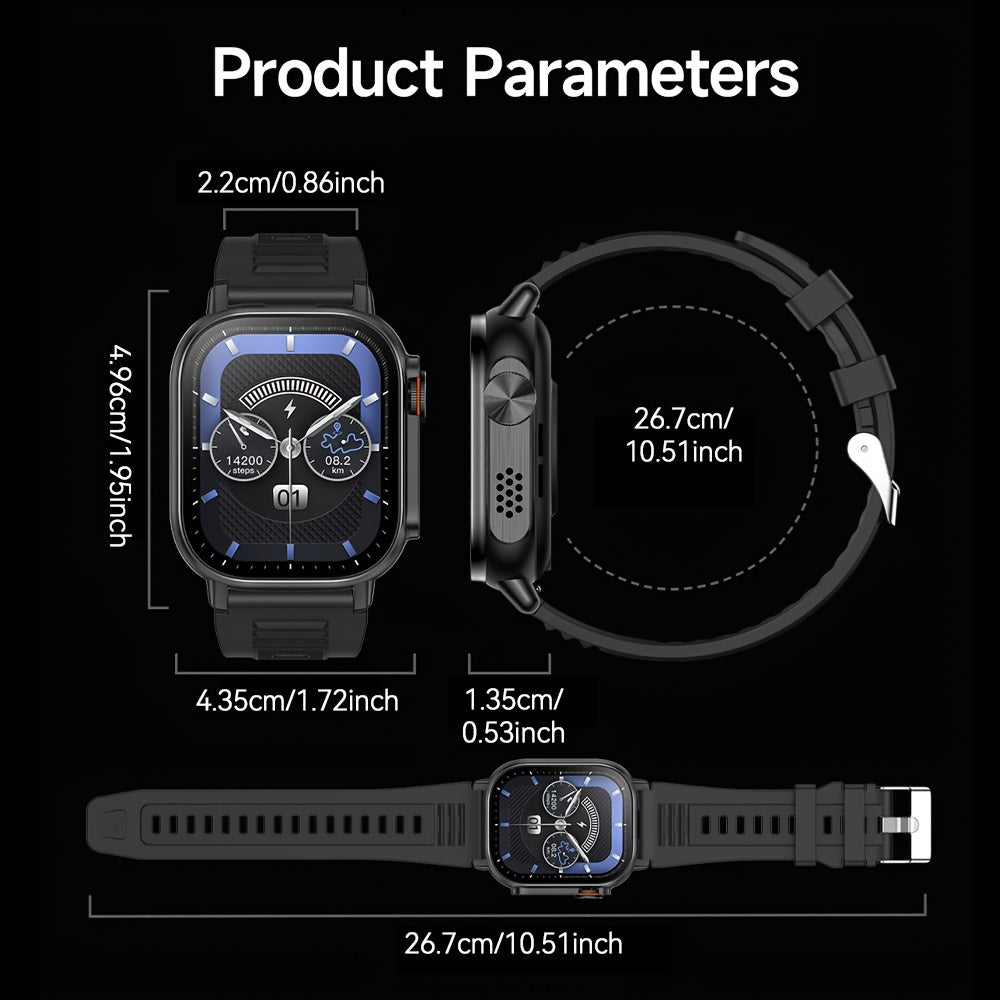 LIFEBEE New Smart Watch Full Screen Smartwatch Wireless Calling with Automatic Motion Recognition 100+ Sports Modes, Sports Watch 630mAh USB Rechargeable Battery, Step Counter, Compass Ideal for Outdoor Enthusiasts, Men & Wom