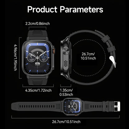 LIFEBEE New Smart Watch Full Screen Smartwatch Wireless Calling with Automatic Motion Recognition 100+ Sports Modes, Sports Watch 630mAh USB Rechargeable Battery, Step Counter, Compass Ideal for Outdoor Enthusiasts, Men & Wom
