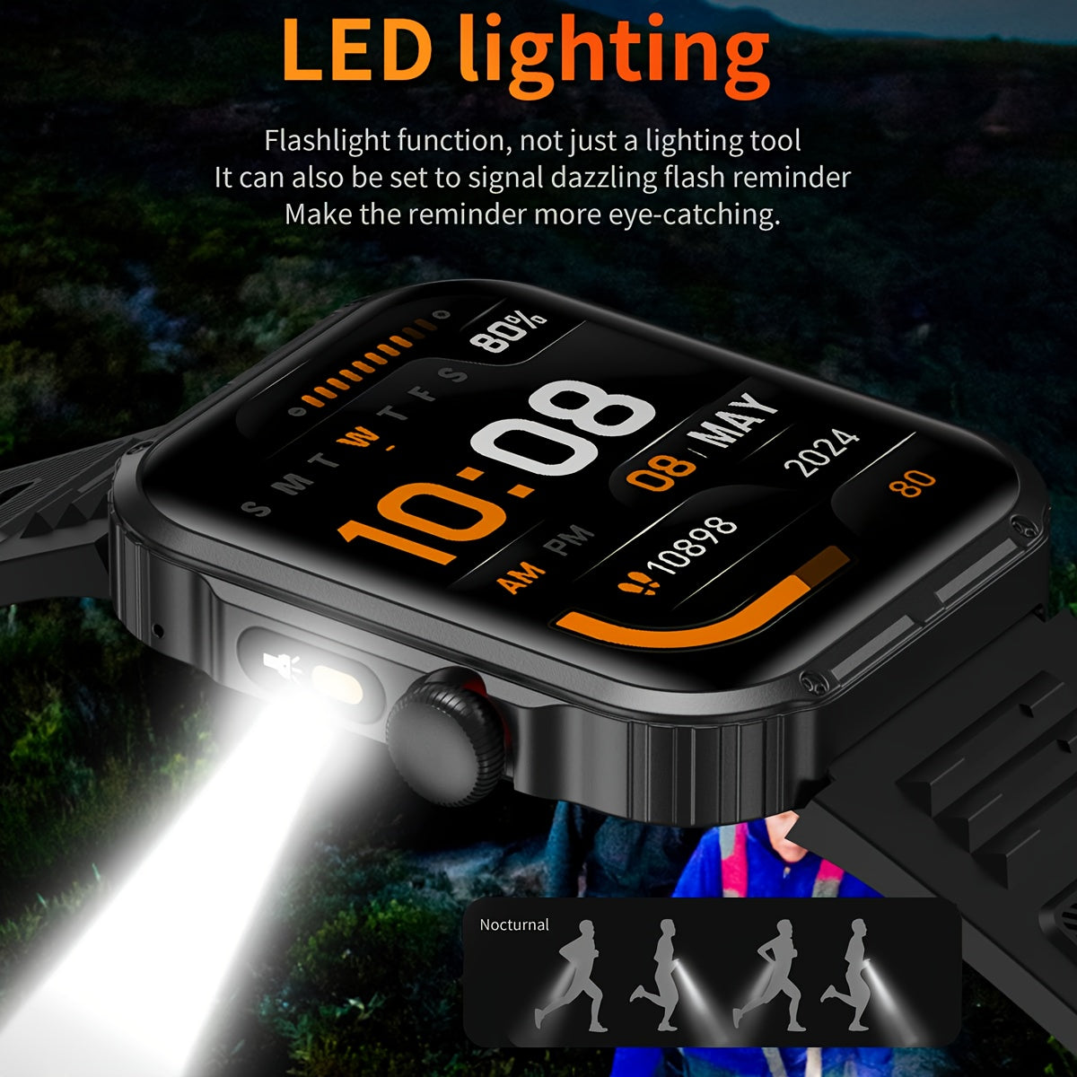 COIUSOR Smartwatch 2, 02" HD Display, Wireless 5, 3, IPX7, Multi-Mode Fitness Tracker with Real-Time Notifications, Sitz Alarm, Water Reminder, 240P Resolution, Built-in Flashlight & Voice Assistant - USB Rechargeable, Batter