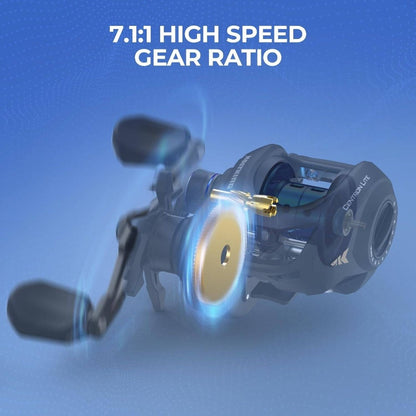 Centron Fishing Rod and Reel Combo, Spinning Baitcasting Combos, IM6 Graphite 2pcs Blanks, Stainless Steel Guides with Ceramic Rings, Contoured EVA Handles Fighting Butt