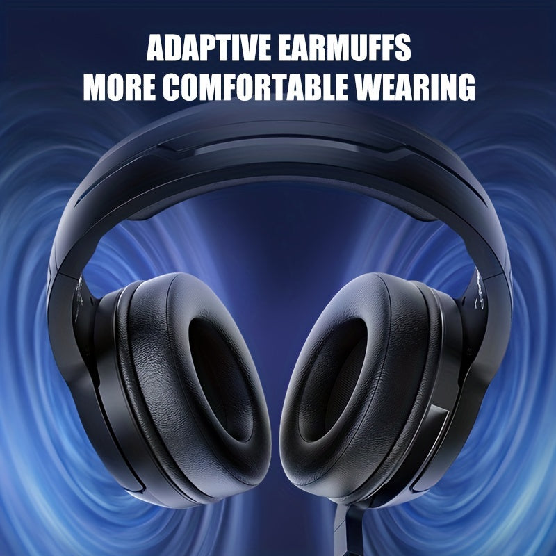 COLUSI C600 Wired Gaming Headset with Hidden-Type Microphone, One Key Mute Over Ear Headphones with 3.5mm Audio Jack RGB Light, Noise Cancelling, Volume Control, Closed-back Design, Compatible With Laptop, Gaming Headset, Lap