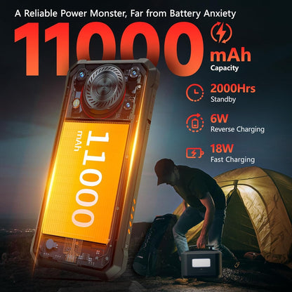 [T-Mobile] OUKITEL WP53 PRO SE Rugged Phone Unlocked- 24(8+16)GB+256GB Cell Phone, 11000mAh Battery Android 15, 6.52'' Display, 128dB Loud Speaker, 50MP Camera, 4G Dual SIM/NFC/GPS/OTG, Black
