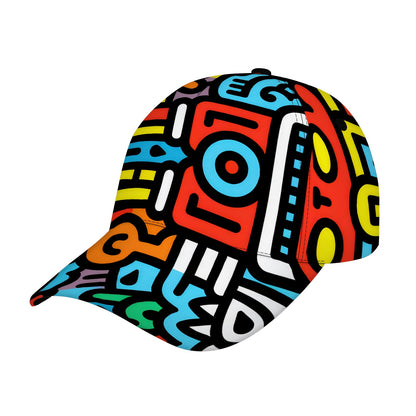 1pc Breathable Adjustable Baseball Cap with Vibrant Hip-Hop Graffiti Network Design - Soft, Lightweight, Ideal for Outdoor Sports, Skateboarding & Everyday Fashion Accessory