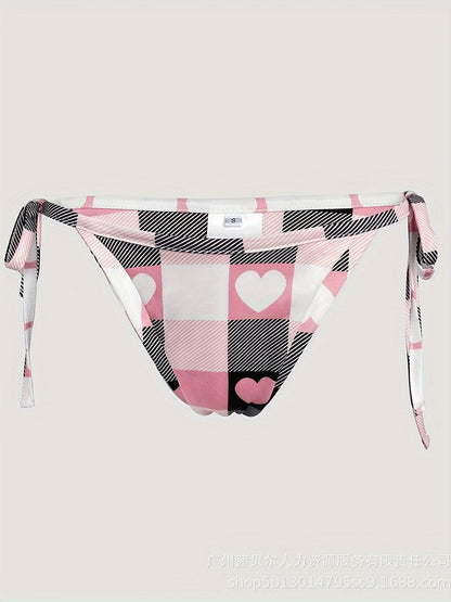Women's Heart Plaid Fashion Set Split Top & Slit Skirt Combo for Home Wearing/Themed Dating/Stylish Streetwear Sweet Eye-catching Heart Plaid Design Comfort Fit Female Fashion Outfit