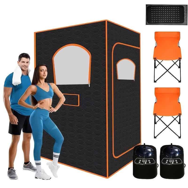 Sauna Room/Portable Electric Sauna Tent - Foldable Full-Size/Outdoor Steam Bath Box, Shower, Equipped With High-Temperature Steam Generator, Leak-Proof And Dry-Proof System - Heavy-Duty Model For Gym Spa - Includes 1/2 Steam