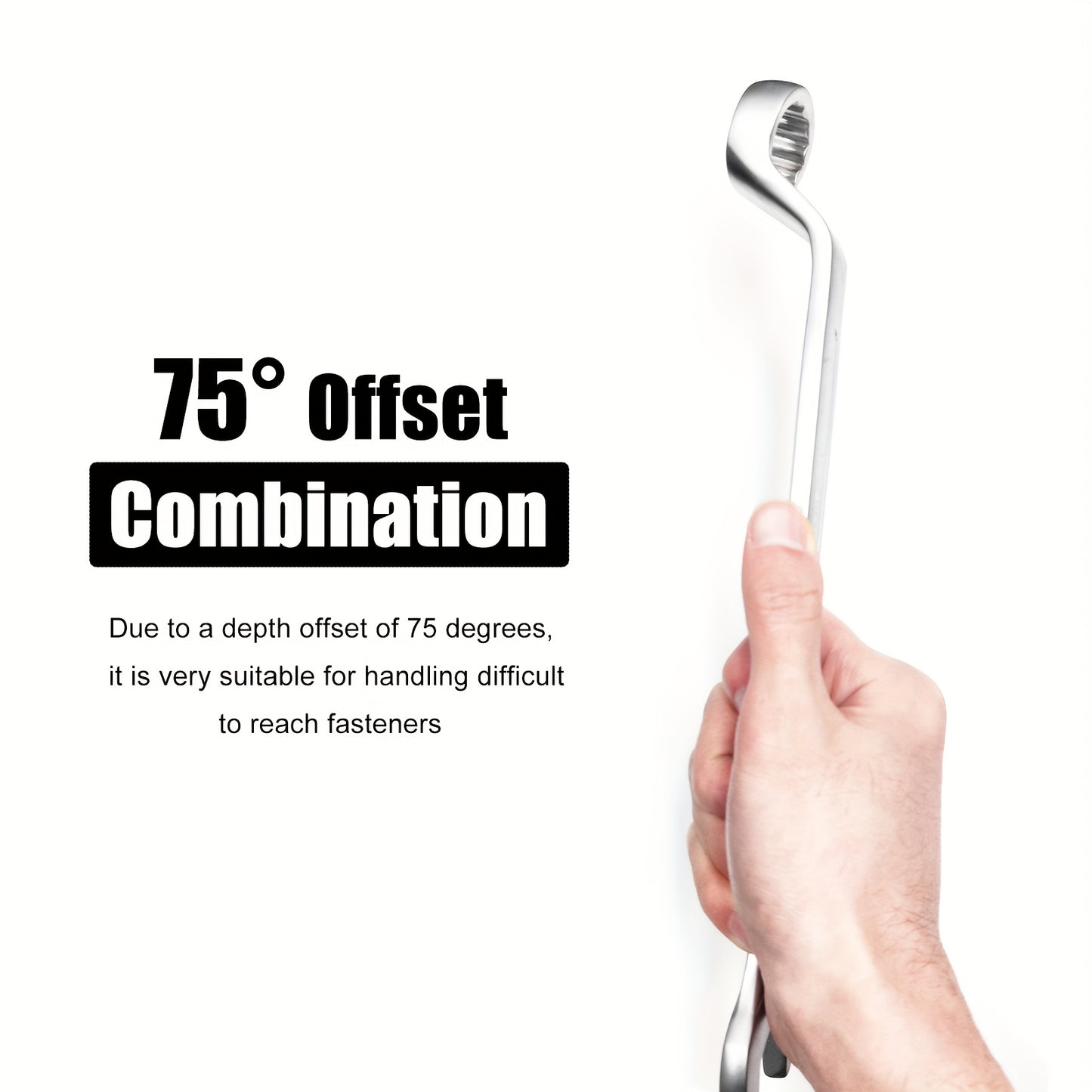 [13pcs Metric Wrench Set] 13pcs Offset Box Wrench Set, Metric Combination Wrench Set 6-24mm | 75° High-Rib, Cr-V Steel, with Rolling up Pouch, for Car, Motorcycle, Bicycle, Repair, Mechanical Tool
