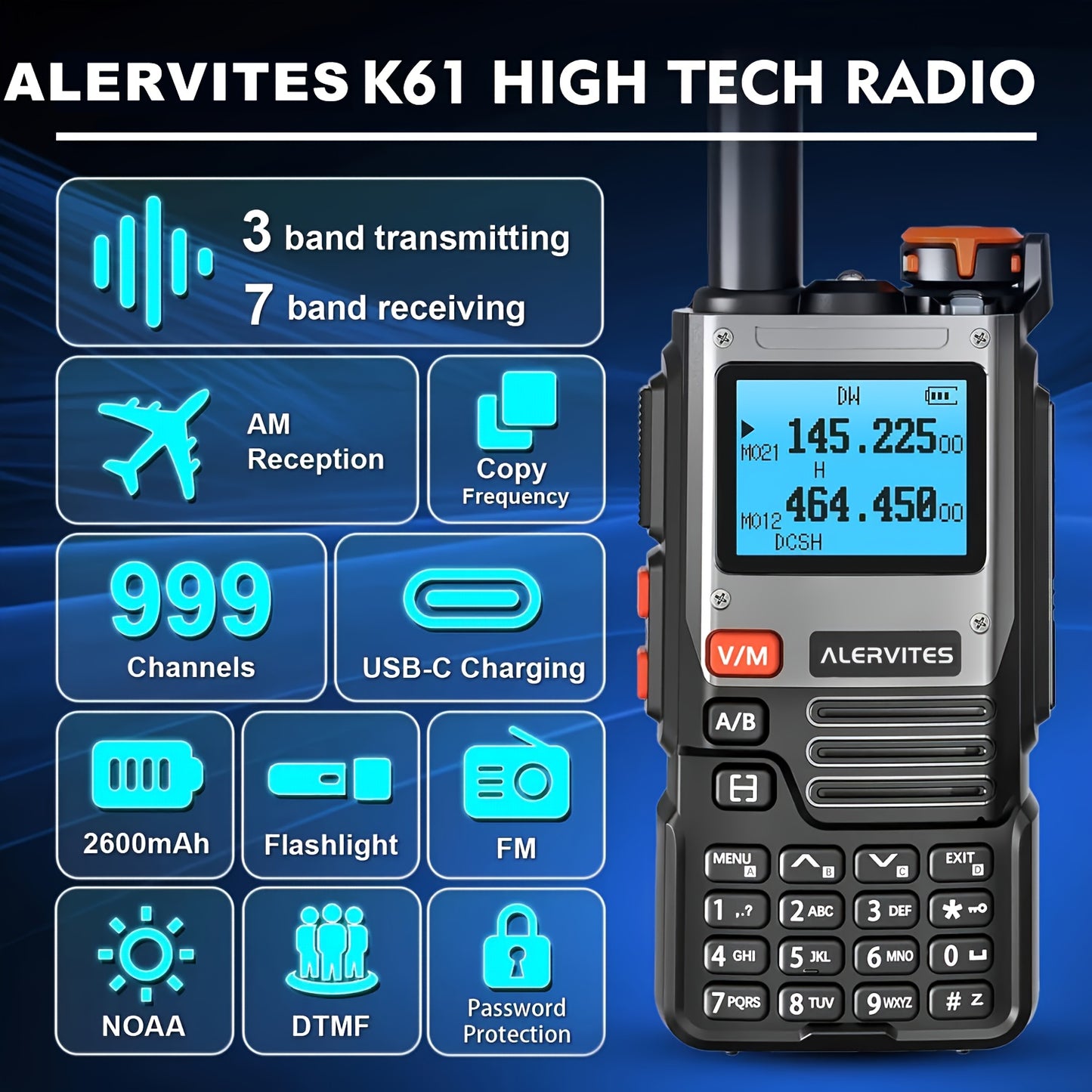2pcs Alervites AT-K61 Two-Way Radio Transceiver Handheld Walkie-Talkie for Outdoor, Hiking, Camping, Emergency Communication, Compact Design, Durable Construction, Highquality Audio, Handheld Radio, Hiking Enthusiasts, Campin