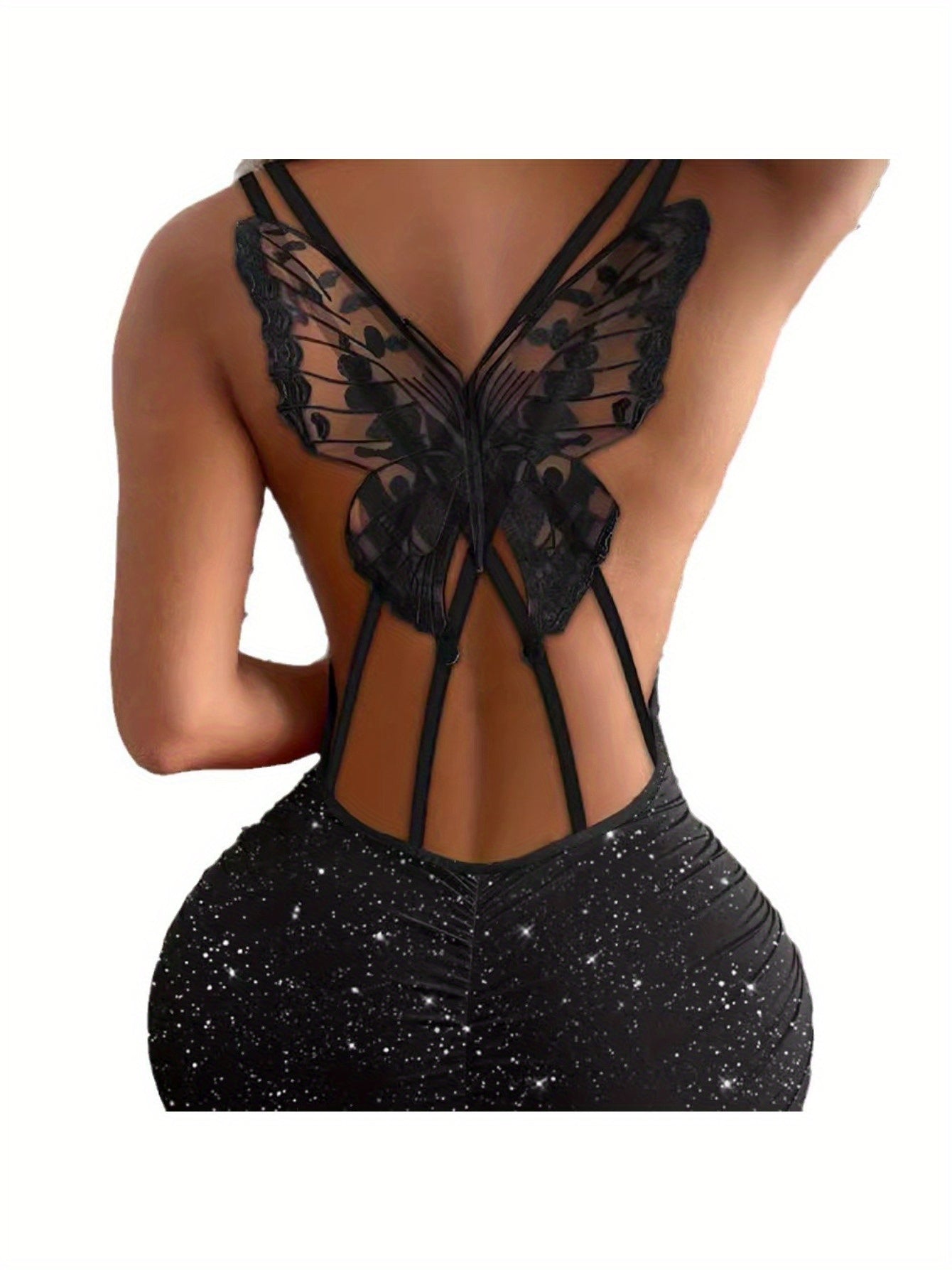 2025 Fashion Dress with a Butterfly Cutout Design And Glittery Elastic Material from Europe And America