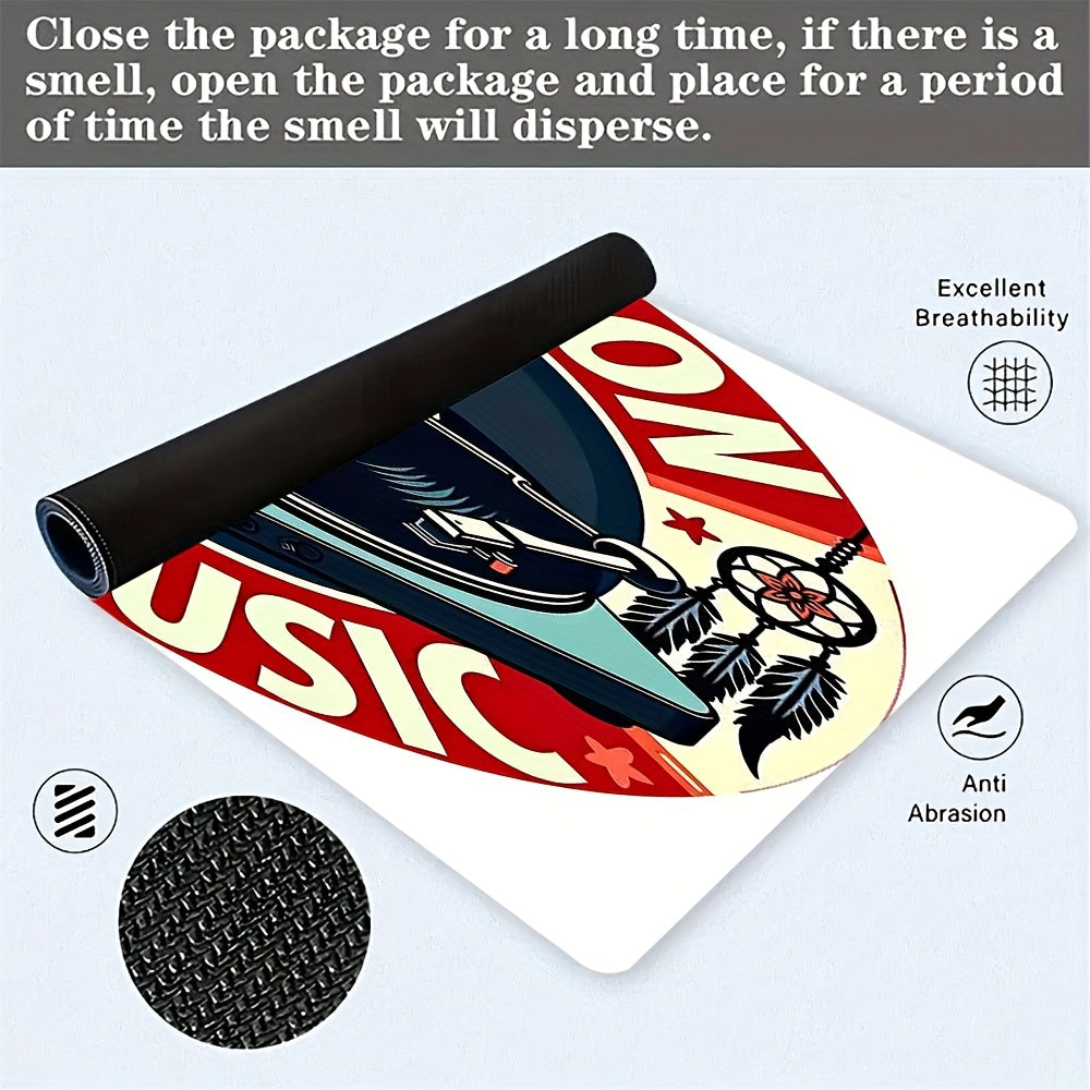 1pc Music-Themed Gaming Mouse Pad & Desk - Vinyl Record & DJ Turntable Design with "Turn On The Music" Slogan, Non-Slip Rubber Base, Full Keyboard & Mouse Coverage for PC/Laptop, Durable Thick Surface for E-Sports, DJ Setup,