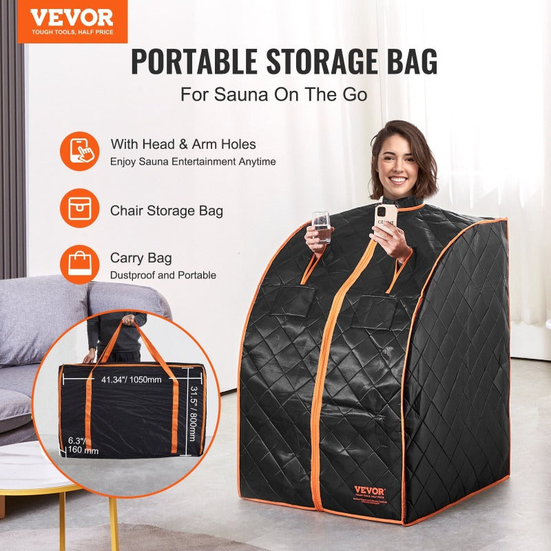 Durably Made VEVOR Sauna Blanket for Detoxification 1050W Portable Far Infrared Sauna Tent for Home 104-167 Fahrenheit 1-60 Minutes Timer Personal Sauna Box for Home Spa Indoor Black 27.56 x 31.5 x 38.58 in Low Stock Alert