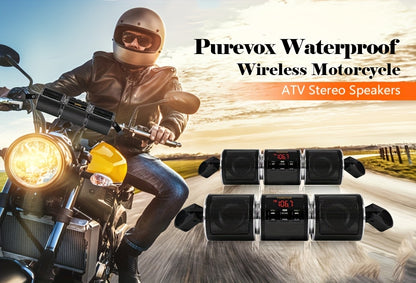 Wireless Motorcycle Audio - Motorcycle ATV Stereo Speakers - Handlebar Mount MP3 Music Player Audio Amplifier - AUX-in, USB, TF card, FM Radio