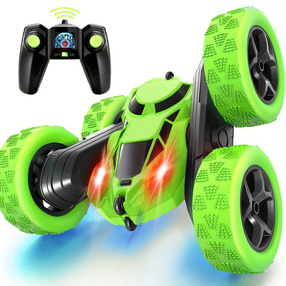 Remote Control Car, RC Toy Vehicle for Kids Ages 6-12 Years Old, 4WD Dual-Sided 360° Flip Stunt with 2.4GHz LED Lights and All-Terrain High Speed - Birthday Gift Idea or Holiday Present (Christmas Halloween Easter)