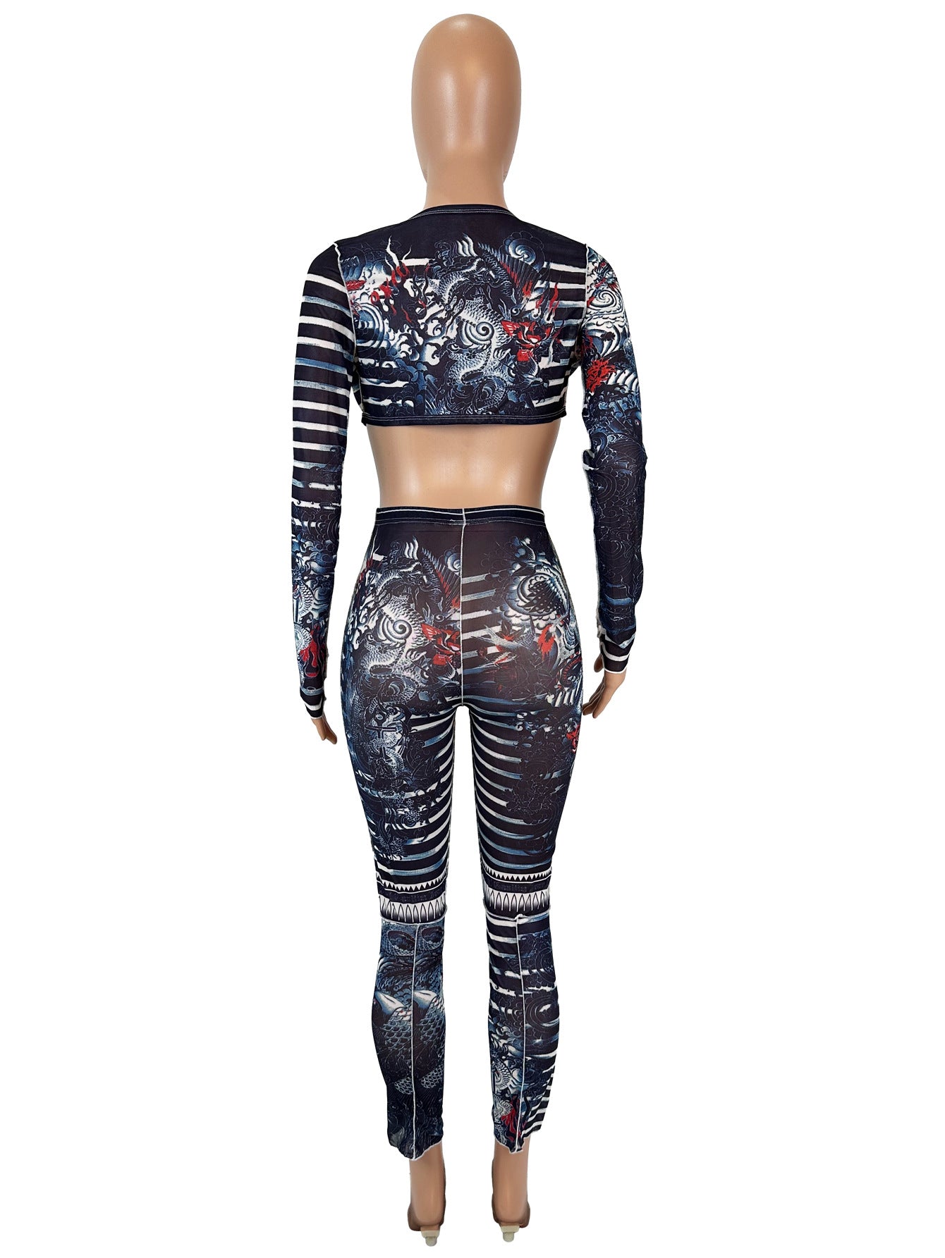 Women'S Sexy Two-Piece Outfit Set - Long Sleeve Pants, Chic Formal & Party Wear, Elegant Women'S Pantsuit for Night Out, Office, Everyday - D9722, Office Attire, Trendy Fashion, Stylish Construction, Fashionable Fabric, Long