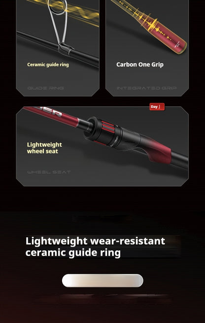Commander Ambidextrous Carbon Fiber Baitcast Fishing Rod and Reel Combo, Extra Light Medium Fast Action, Ideal for Easter, Independence Day, Christmas, New Year, Grandparents Day Gifts