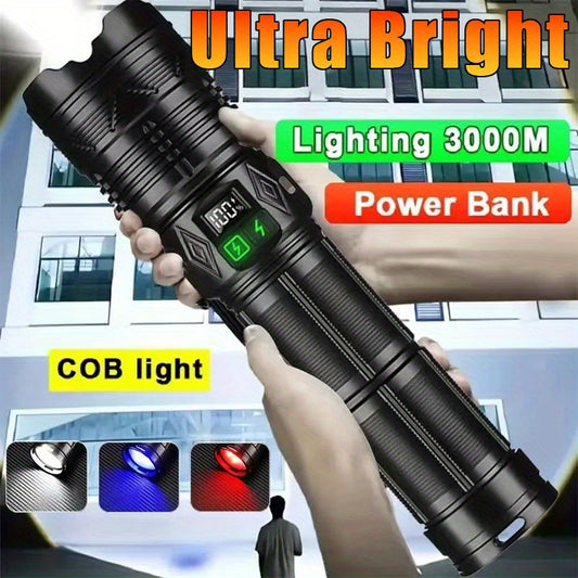 [Extra-large | High Brightness] Extra-large | High Brightness Strobe Flashlight 1 Pack, Red and Blue, Emergency Lighting, with Strap, Suitable for Camping, Fishing, Cycling, Repair