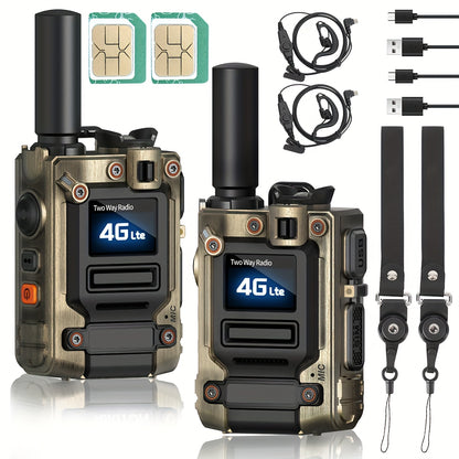 2 Pack AIRITON Global POC 4G LTE Walkie Talkie with SIM Cards,Unlimited Range radios Long Range walkie talkies 5000 Miles Nationwide AI-G7 Rechargeable Two-Way Radios Portable Type-C Fast Charging for Camping Hiking
