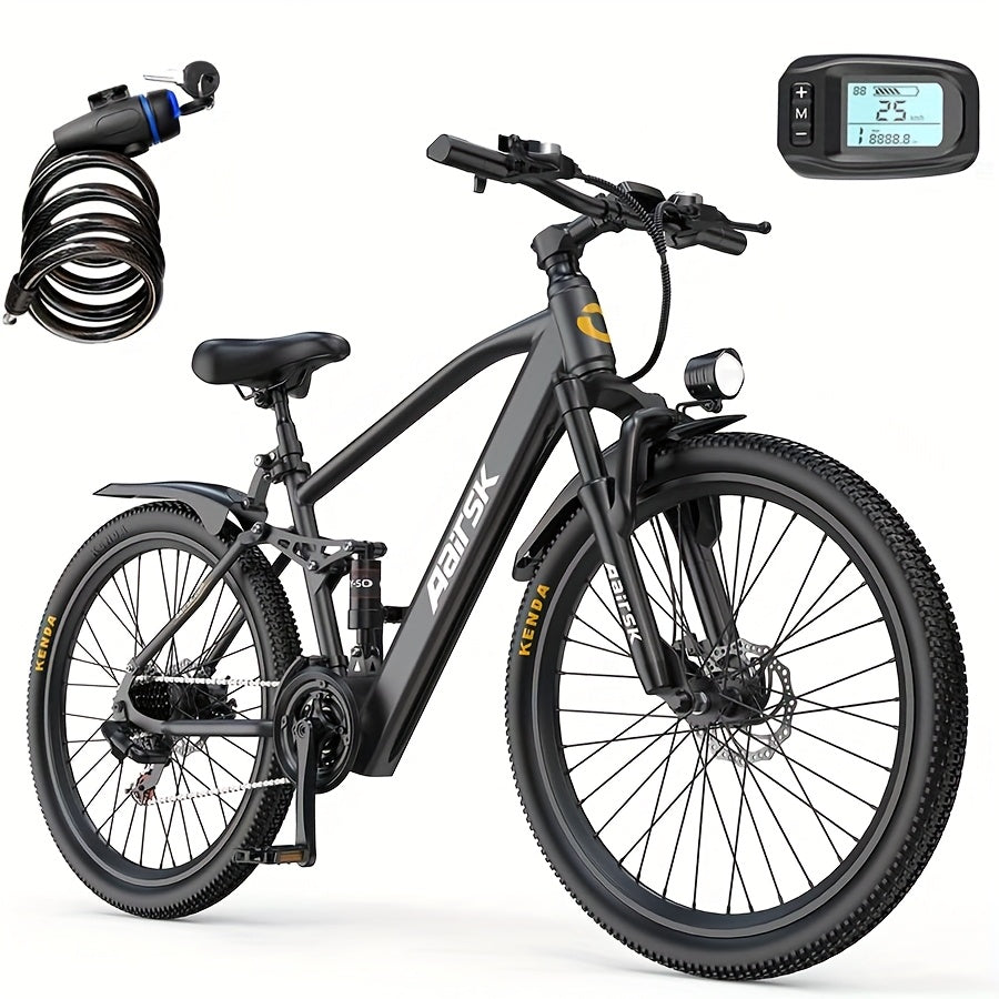Aairsk Electric Bike 26inch, 25Mph Speed & Peak 748W Motor, 40 Miles Range &13Ah/10Ah Removable Battery, 21-Speed & Dual Suspension, Adult Teen Ebike Electric Mountain Bike, Electric Bike for Women, Electric Bikes for Men, Da