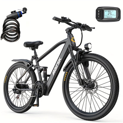 Aairsk Electric Bike 26inch, 25Mph Speed & Peak 748W Motor, 40 Miles Range &13Ah/10Ah Removable Battery, 21-Speed & Dual Suspension, Adult Teen Ebike Electric Mountain Bike, Electric Bike for Women, Electric Bikes for Men, Da