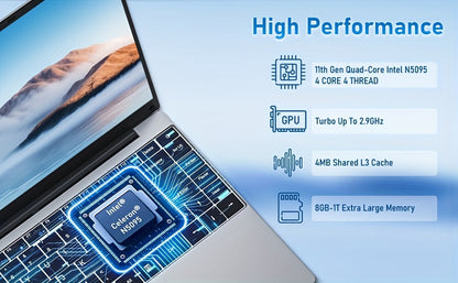 FUNYET Laptop Computer, Gaming Laptops 2026, Lap Top PC , 8GB/16GB RAM 256GB/512GB/1TB SSD, N5095 Processor(up to 2.9 GHz), FHD 1920 x 1080