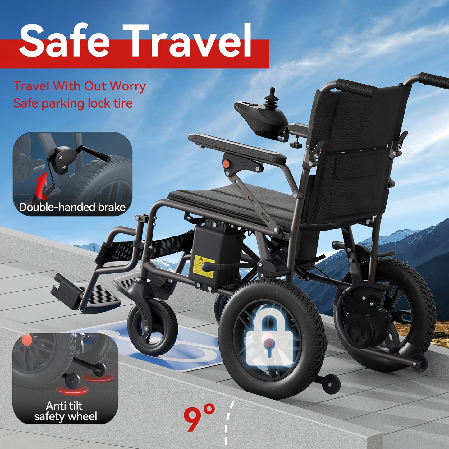 [Extended Range & Portable Folding]HOMYKING Electric Wheelchair For Adults & Seniors | 15-Mile Long Range + All-Terrain Capability | One-Button Compact Fold - The Ultimate Mobility Solution (Premium Black)