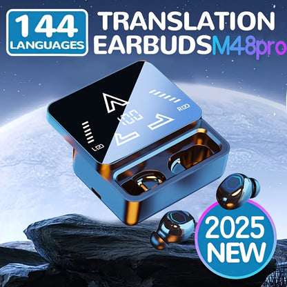 144 Languages Wireless Translation Earbuds, 36-Hour Battery Life, Instant Translation Headphones for Travel, Business & Work with Noise-Canceling Microphone and LED Display, Stereo Sound, Perfect Christmas Gift For Couples