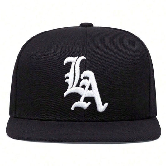 Twostyles Unisex Baseball Cap - Breathable Embroidered 'LA' Design, Adjustable Snapback, Black Retro Style, Perfect for Outdoor Sports and Casual Wear, Sun Hat, Adjustable